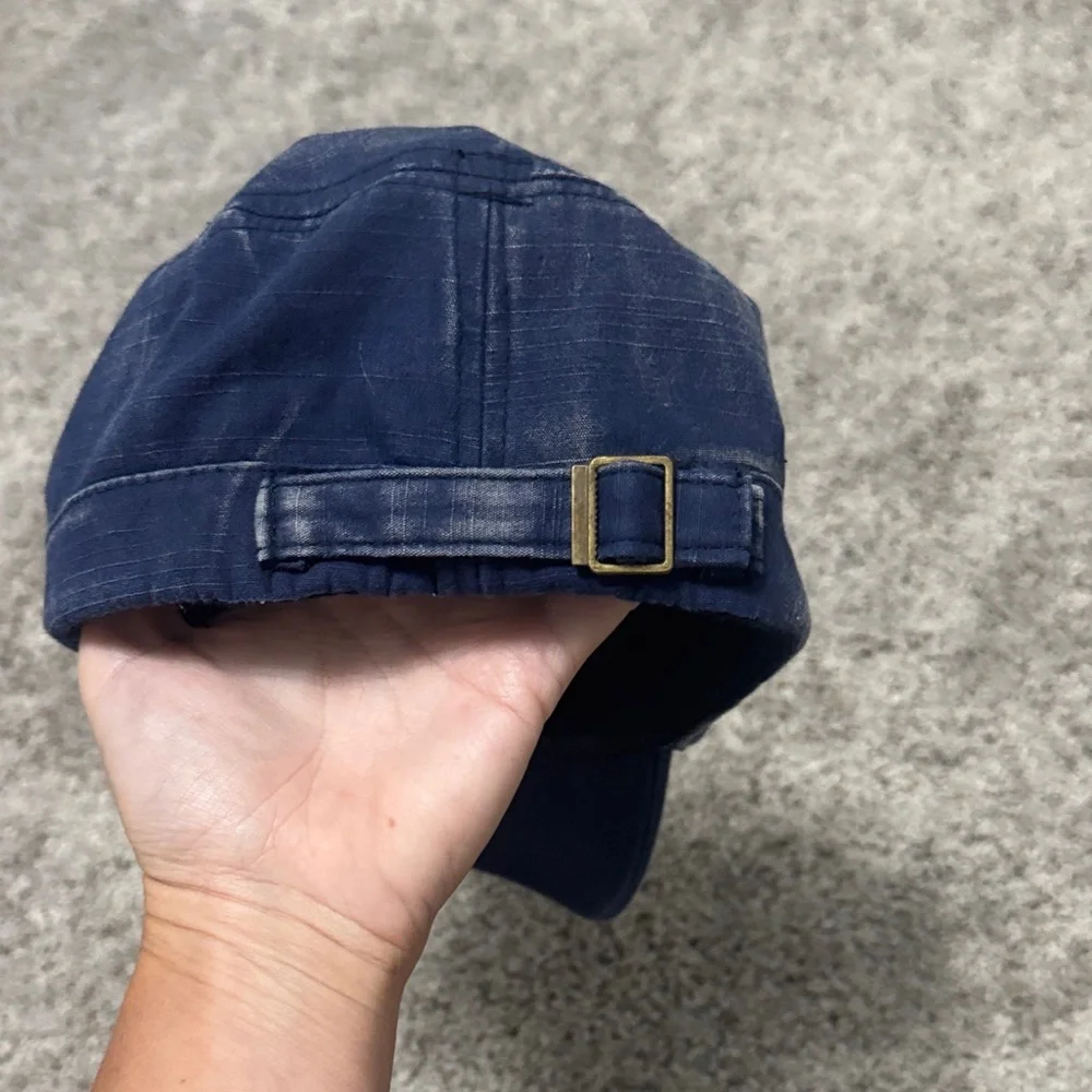 Navy Embellished Military-Style Cap